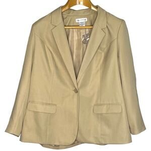 Nwot Elisabeth Williams Womens Blazer One Button Tan Size 20W